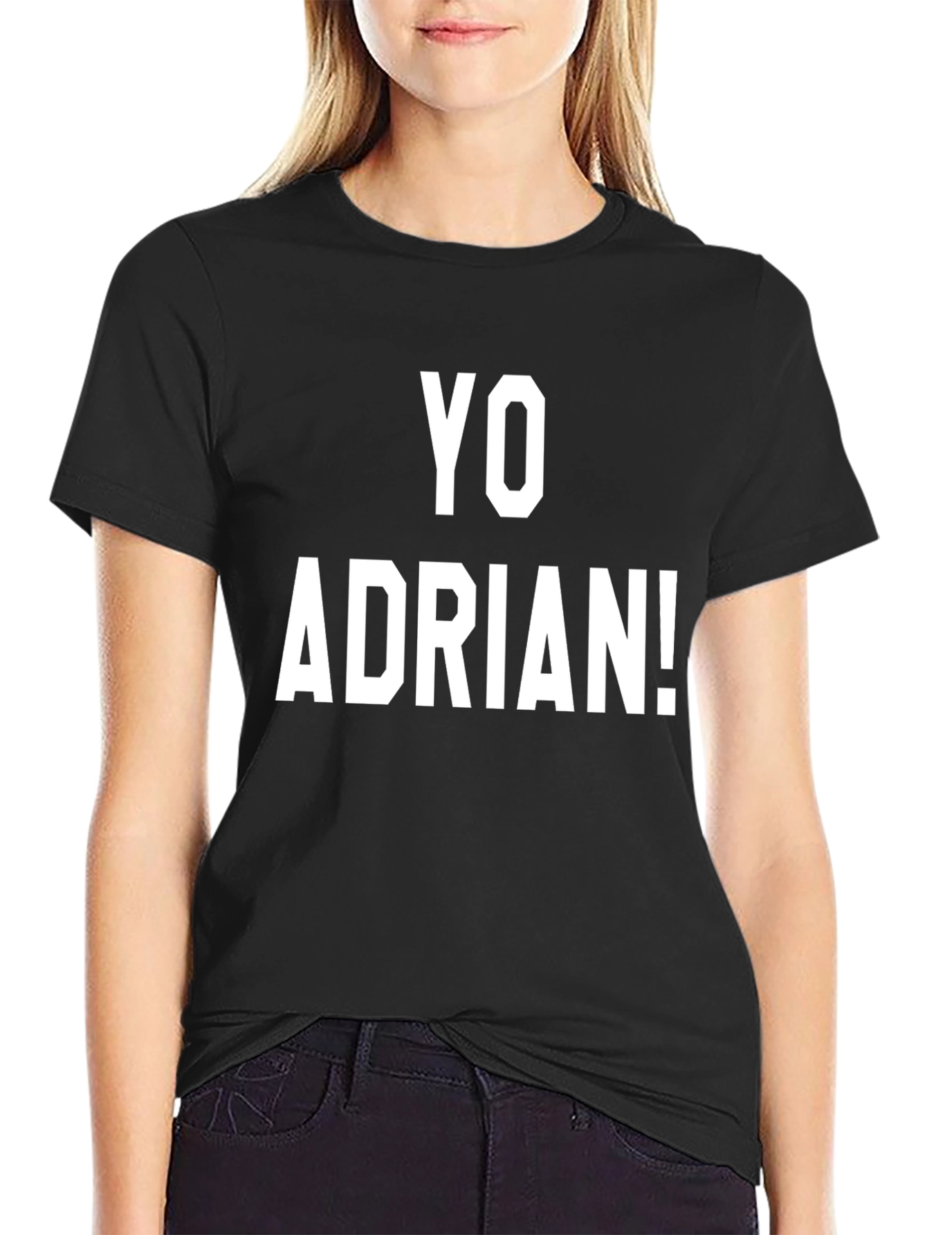 Yo Adrian! Graphic T-Shirt - Black Cotton Blend