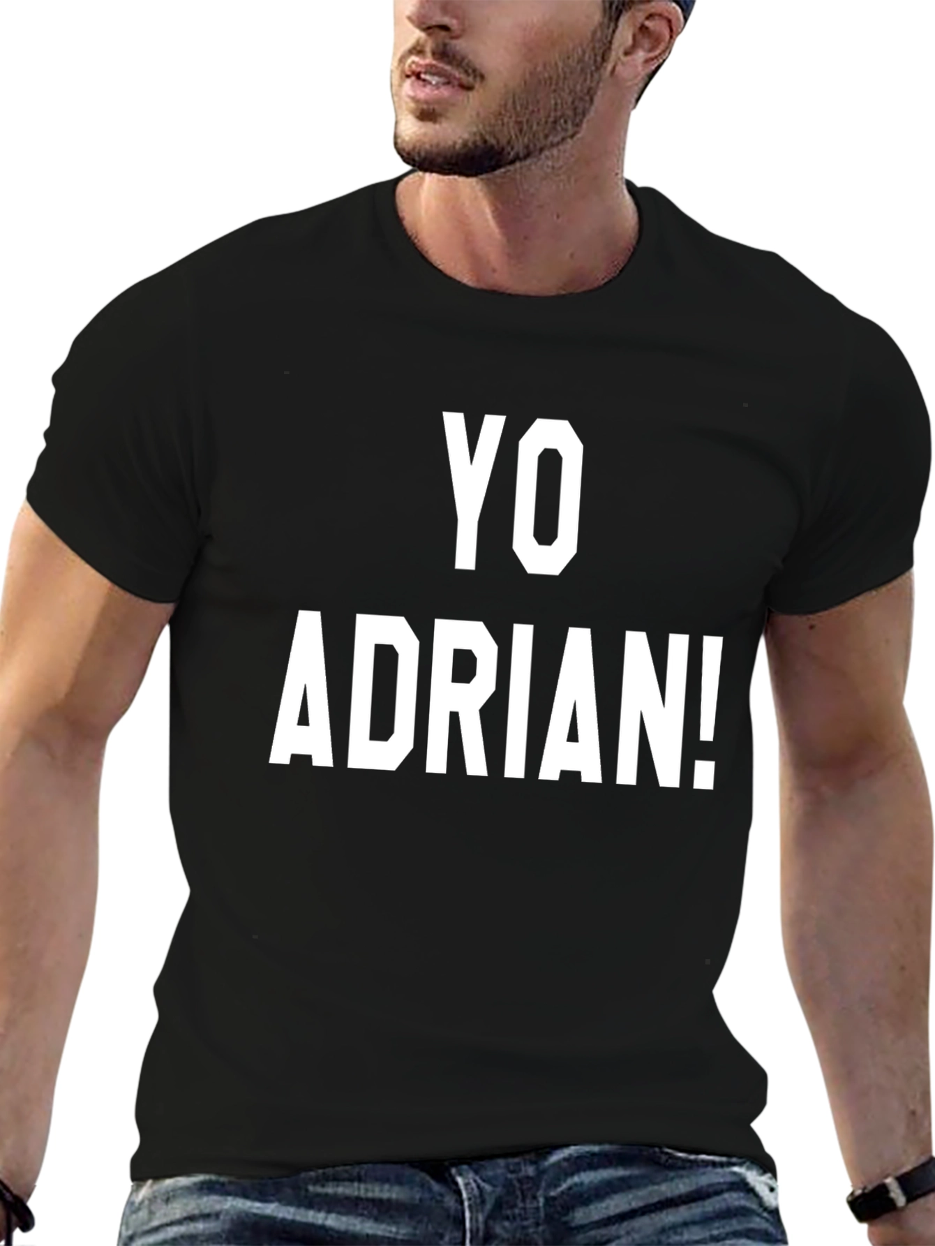 Yo Adrian! Graphic T-Shirt - Black Cotton Blend