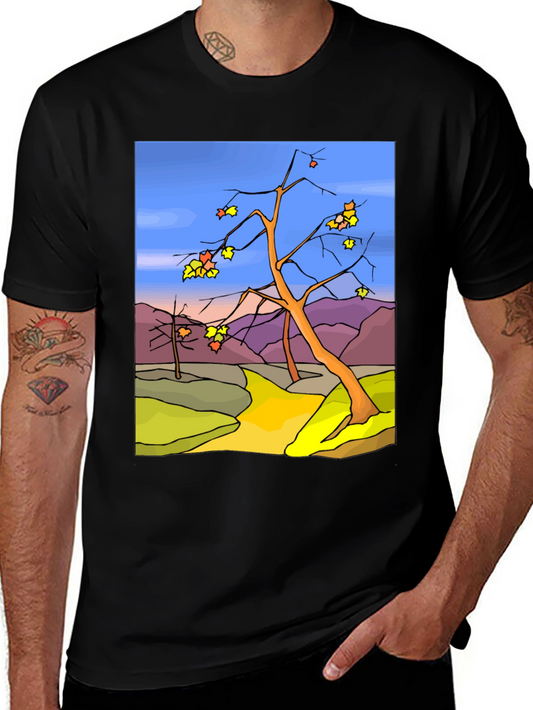 Autumn Landscape Graphic Tee - Black