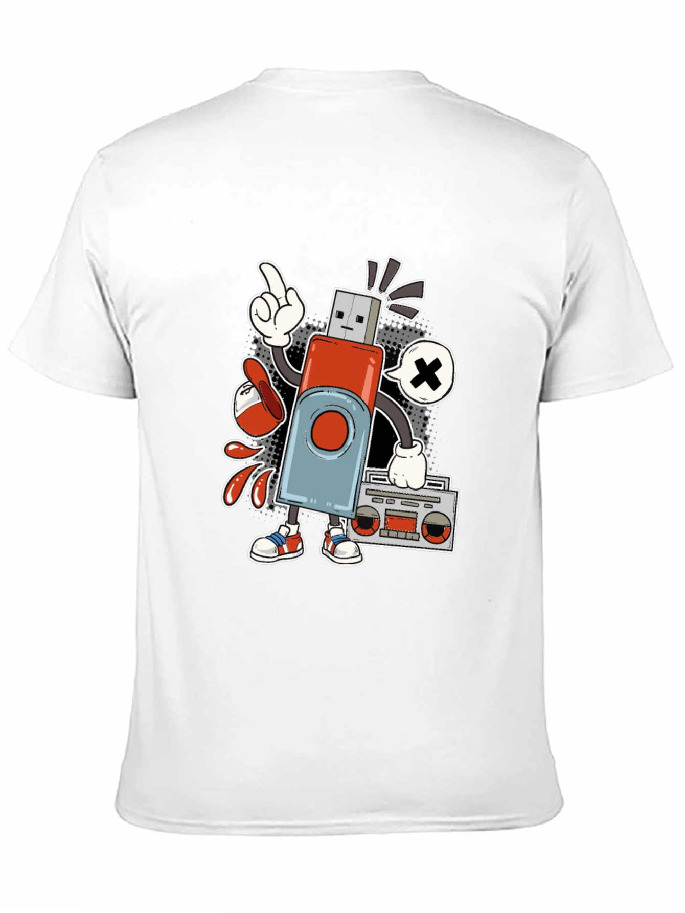 Retro USB Drive Character Black T-Shirt