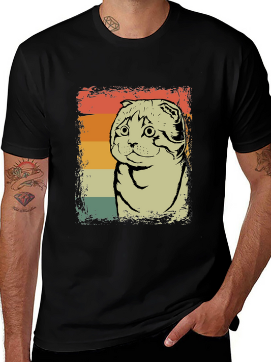 Retro Cat T-Shirt - Vintage Style Pet Lover Tee