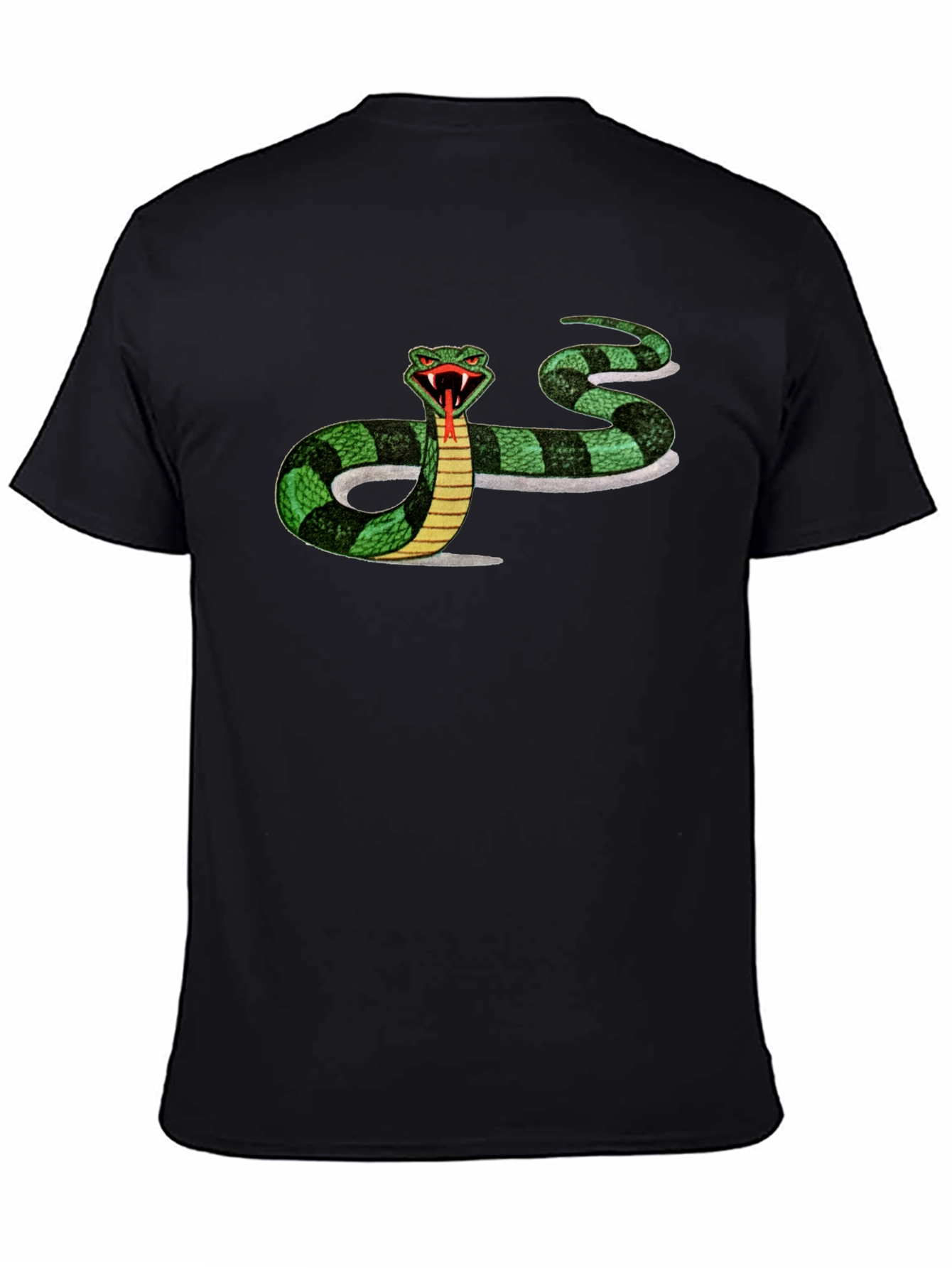 Mens Black T-shirt with Snake Graphic