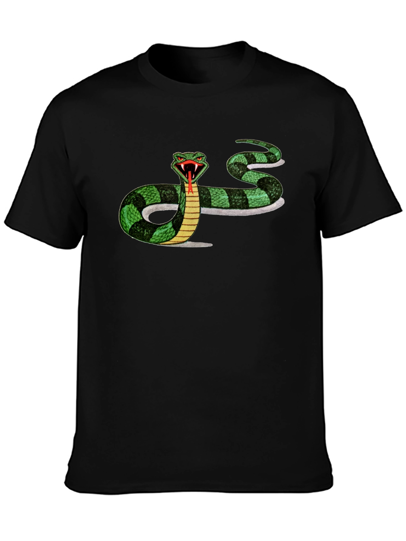 Mens Black T-shirt with Snake Graphic