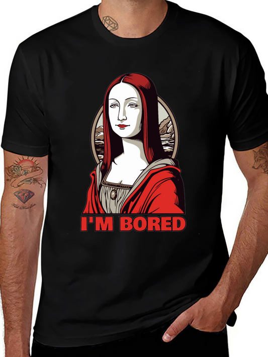 Bored Mona Lisa Graphic Tee - Black