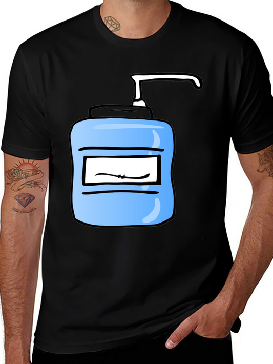 Cartoon Hand Sanitizer Graphic Tee - Black