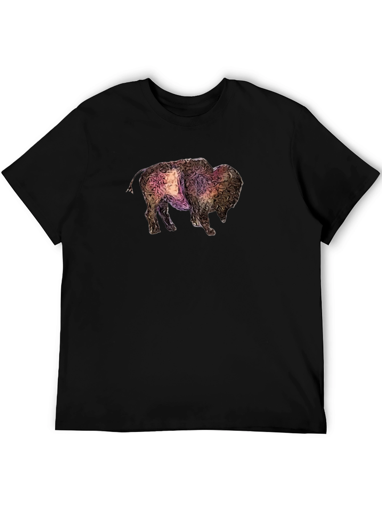 Abstract Bison Graphic Tee - Black