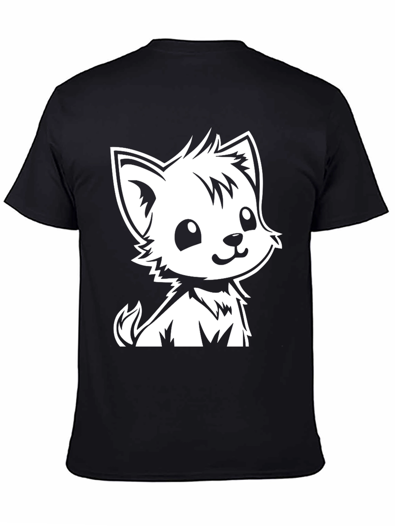 Cute Cartoon Puppy Graphic Tee - Black