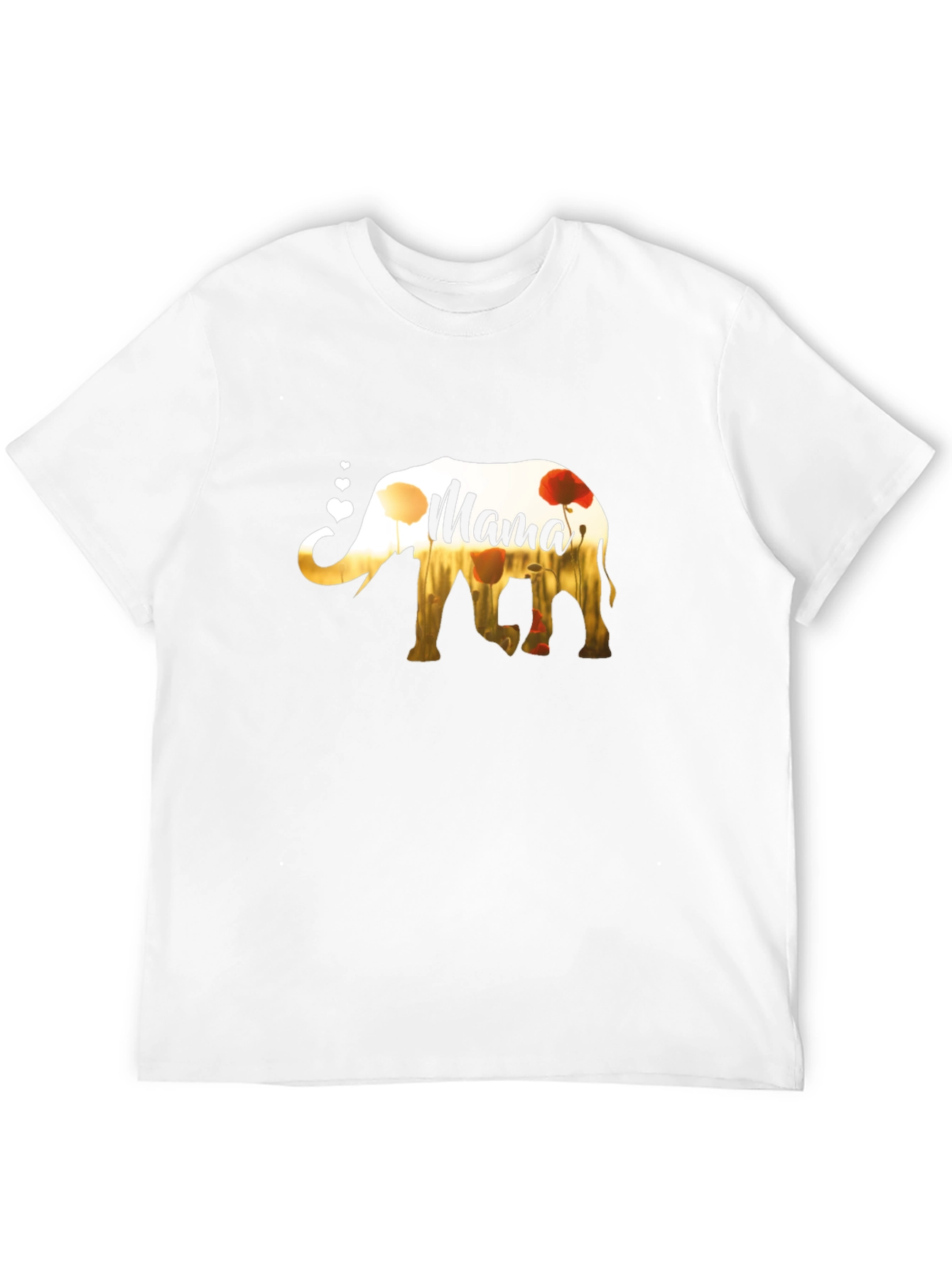 Mama Elephant Poppy Flower T-Shirt - Mothers Day Gift