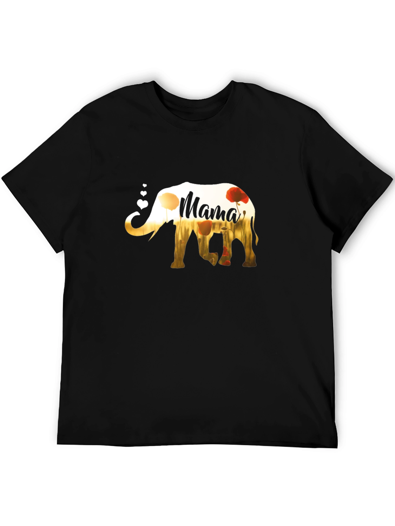 Mama Elephant Poppy Flower T-Shirt - Mothers Day Gift