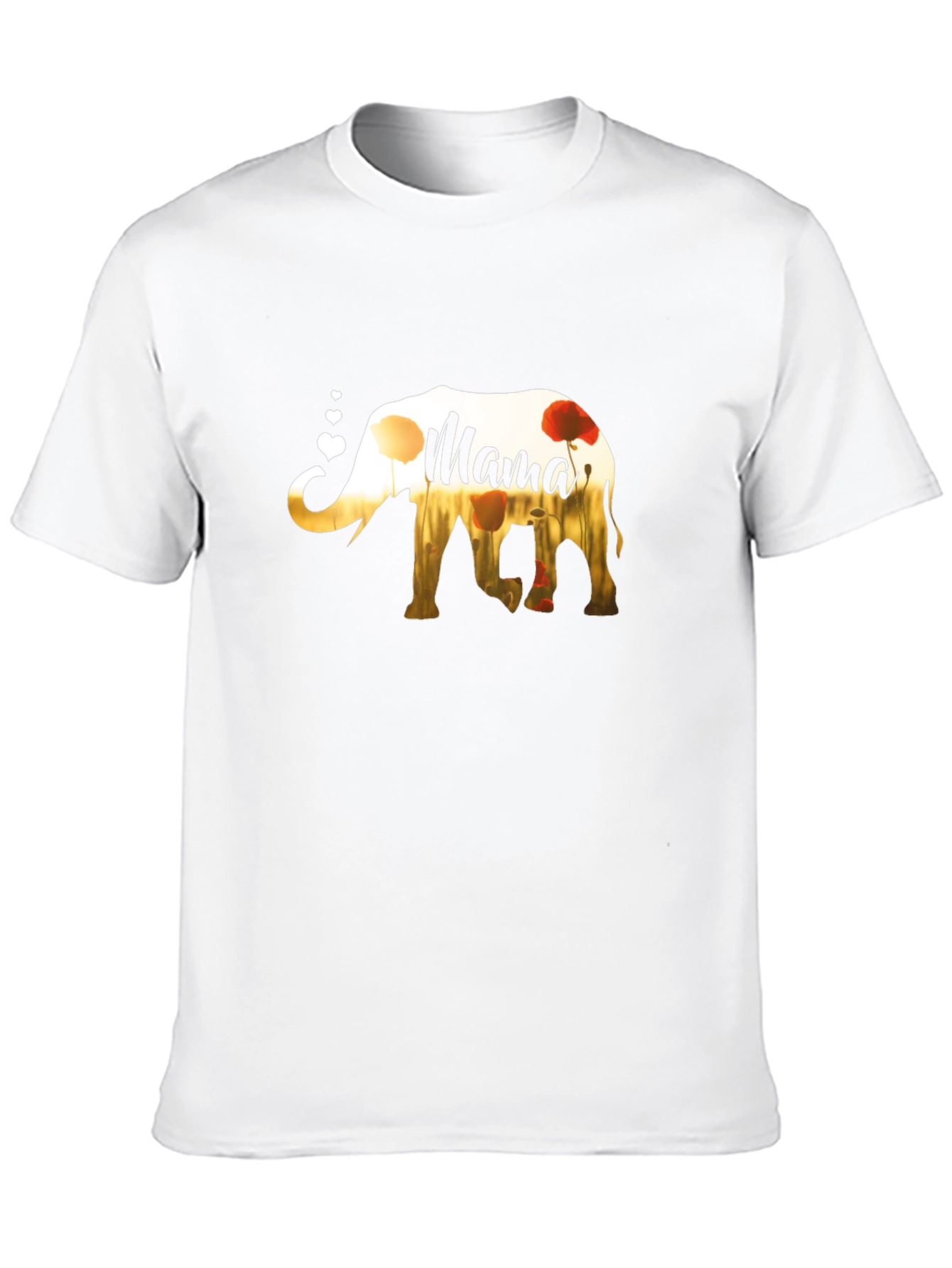 Mama Elephant Poppy Flower T-Shirt - Mothers Day Gift