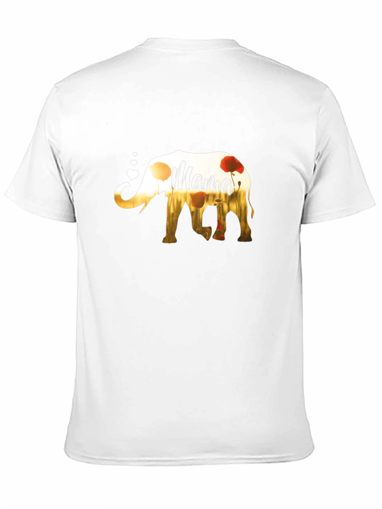 Mama Elephant Poppy Flower T-Shirt - Mothers Day Gift
