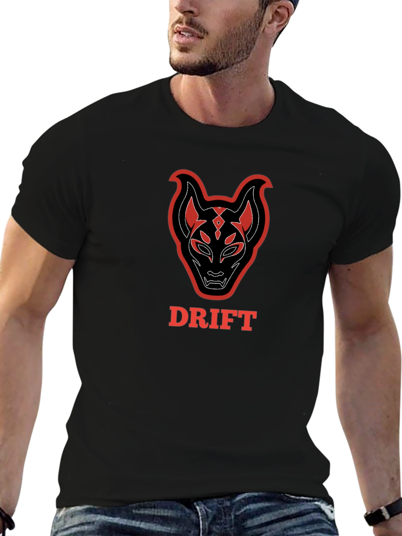 Drift Fox Mask Graphic Tee - Black Cotton T-Shirt