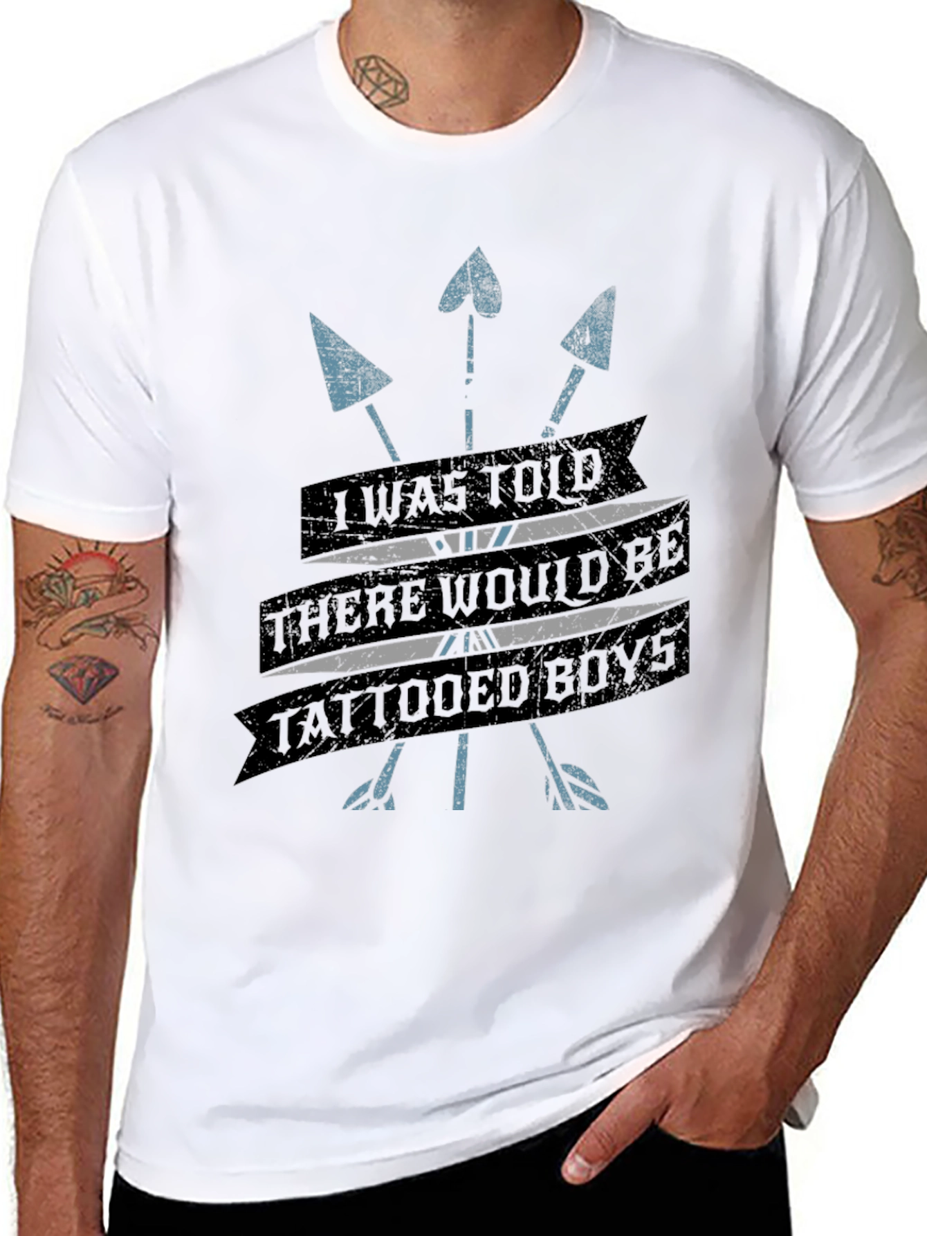 Tattooed Boys Graphic Print T-Shirt - Black