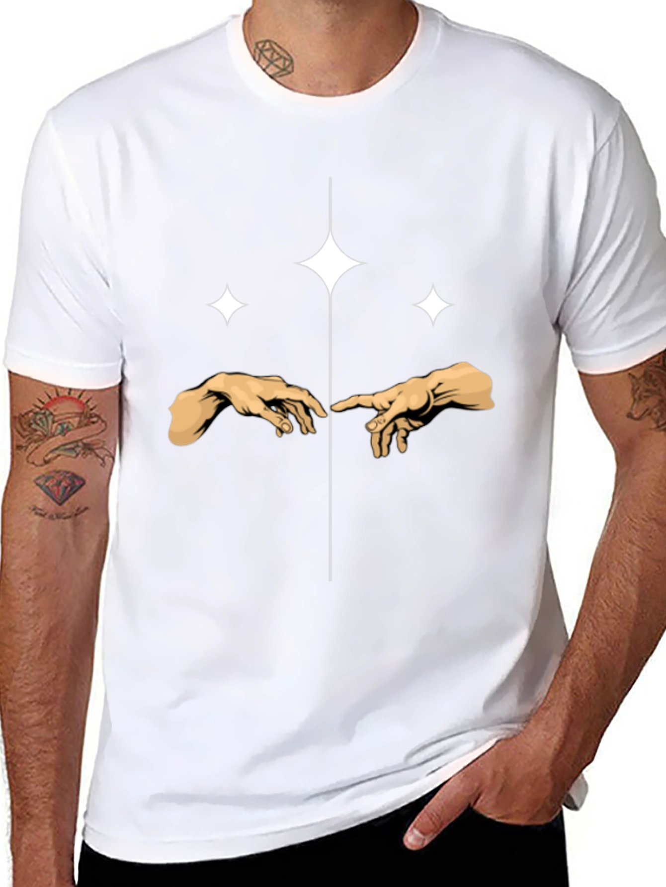 Creation Hands Sparkle T-Shirt - Modern Art Tee