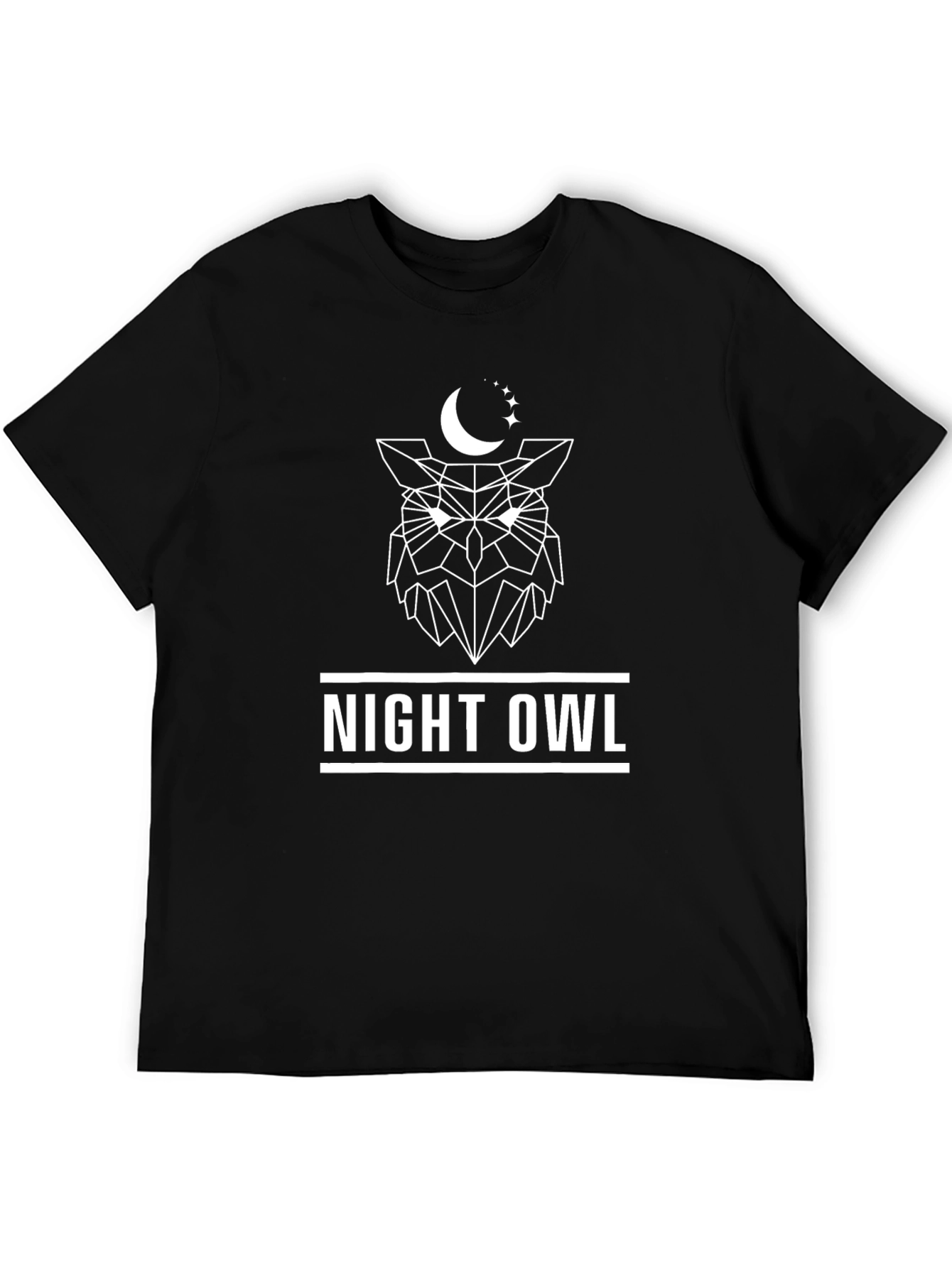 Night Owl Graphic Tee - Black Cotton T-Shirt