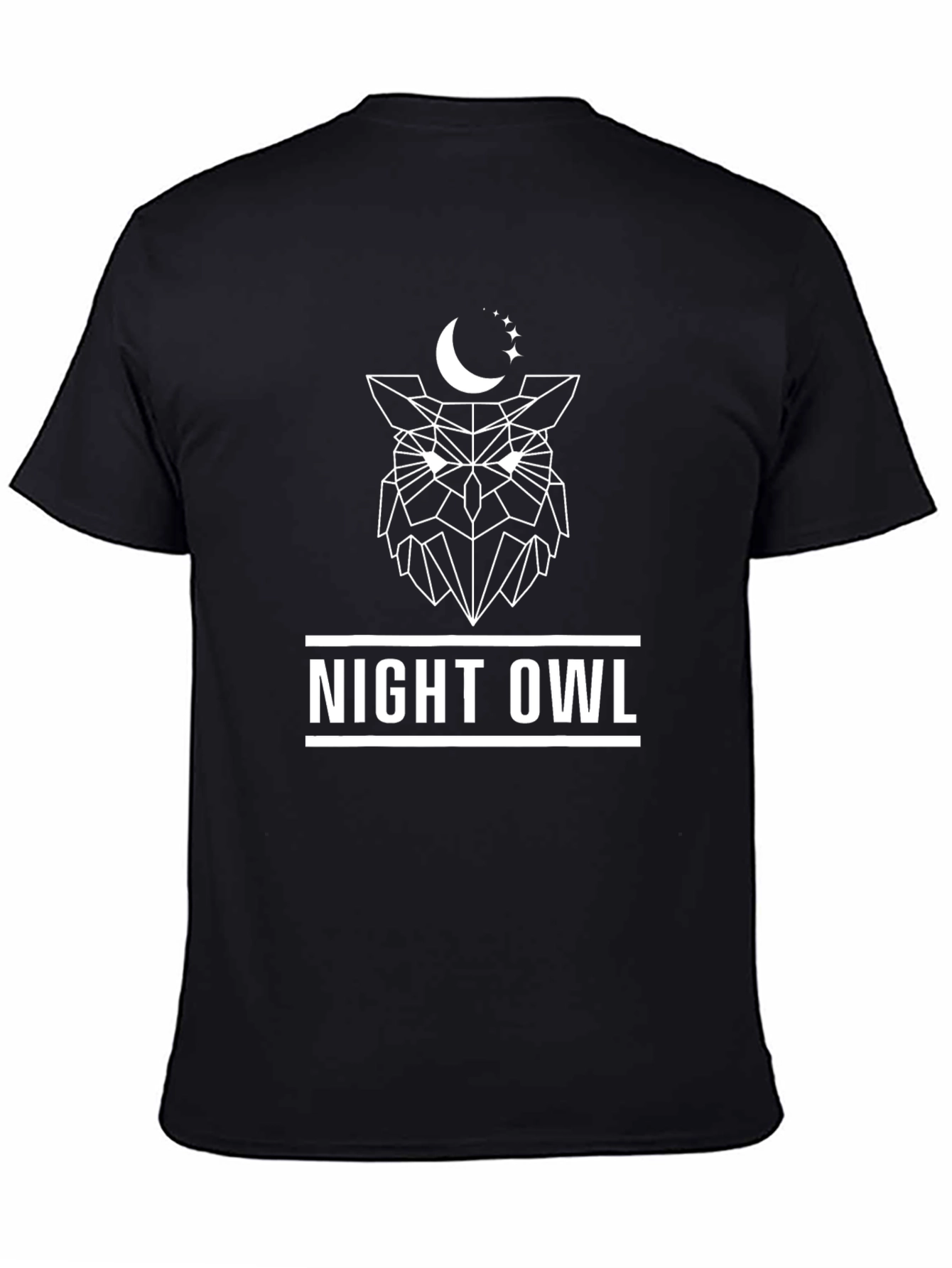 Night Owl Graphic Tee - Black Cotton T-Shirt