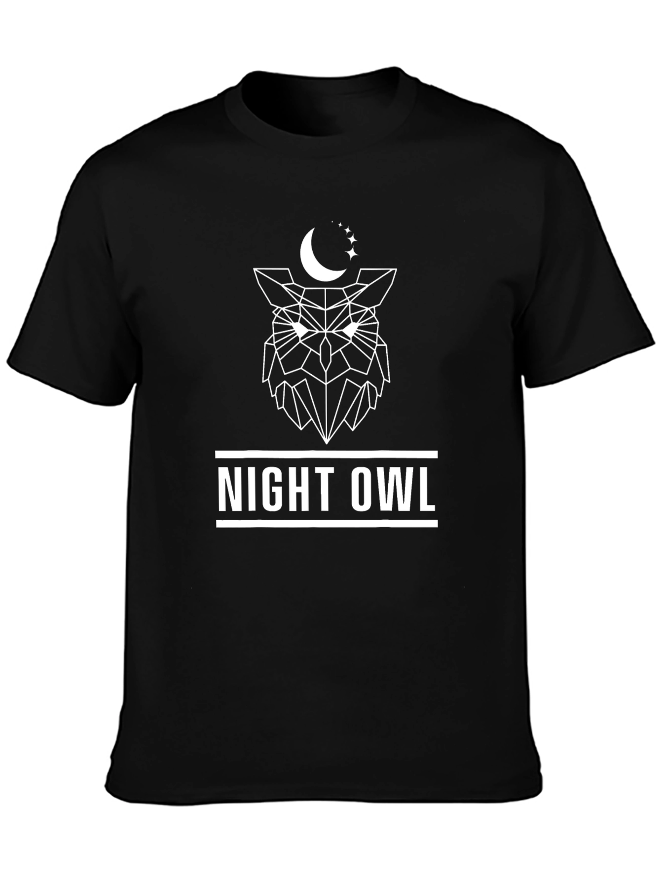 Night Owl Graphic Tee - Black Cotton T-Shirt