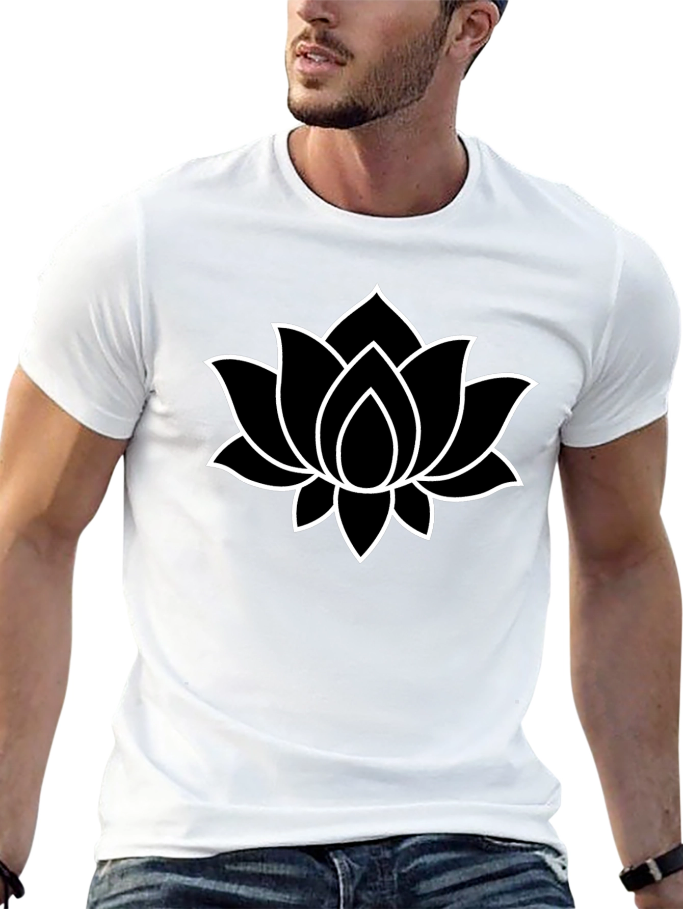 Lotus Flower Graphic Tee - Black Cotton T-Shirt