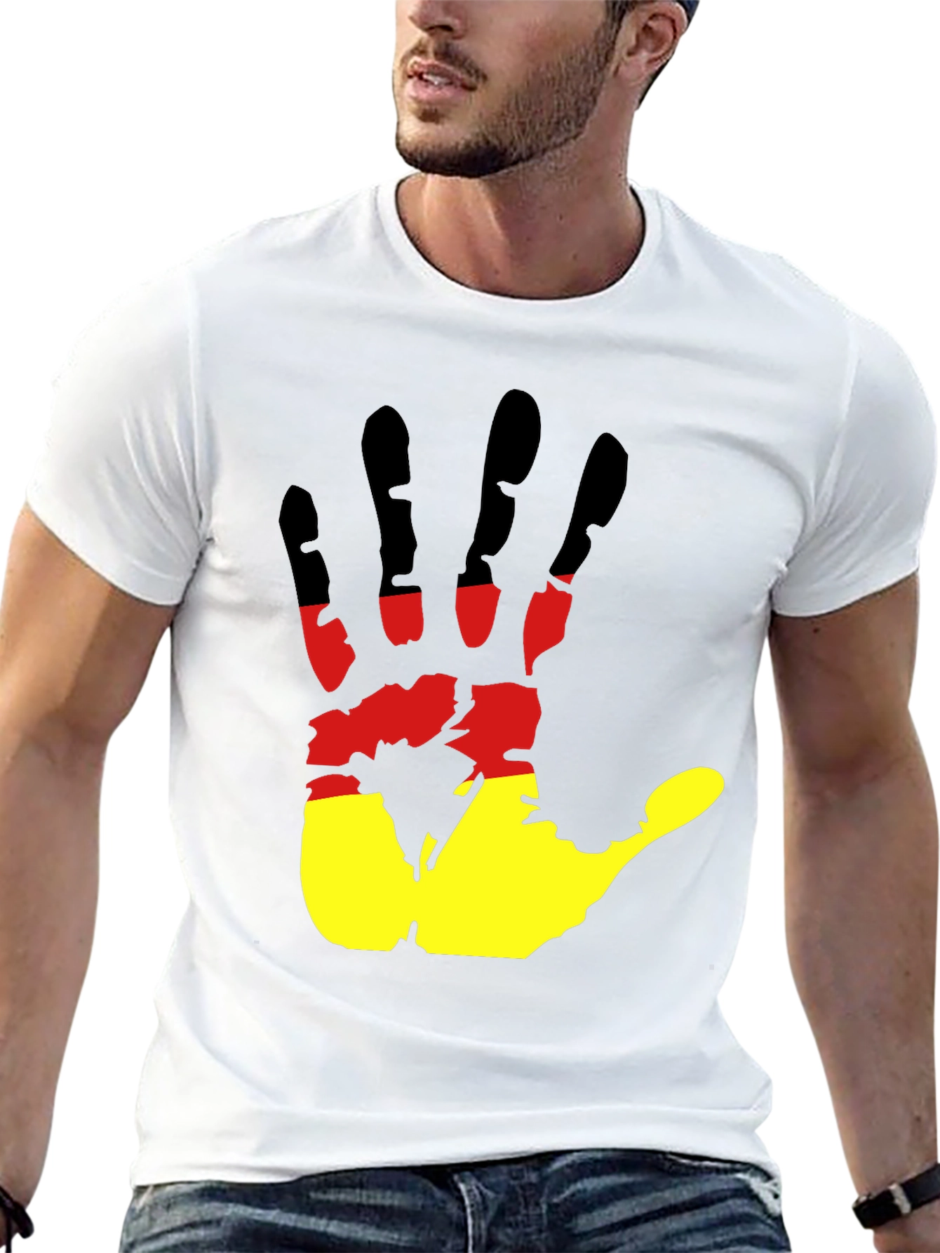 Germany Flag Handprint Black T-Shirt