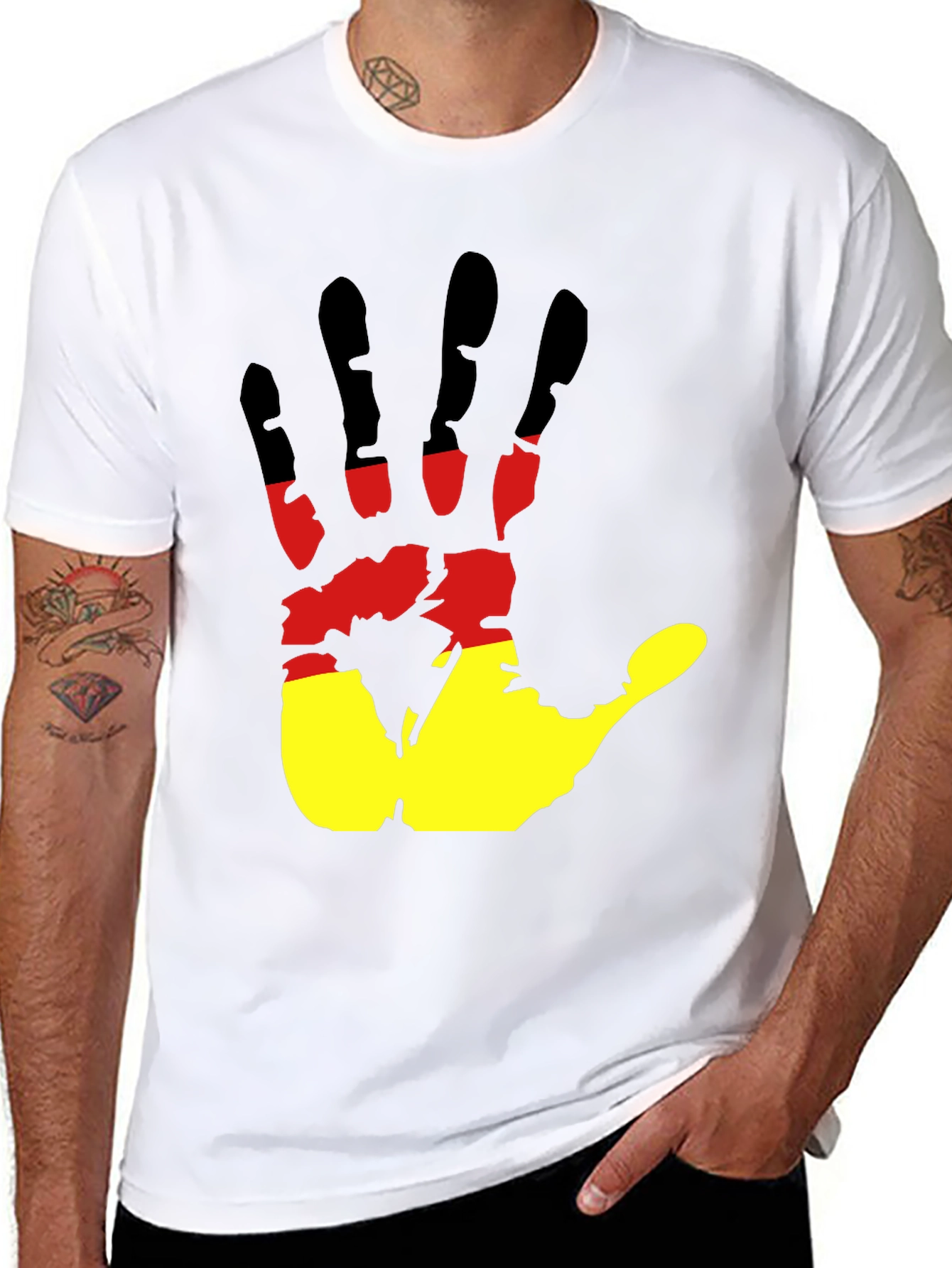 Germany Flag Handprint Black T-Shirt