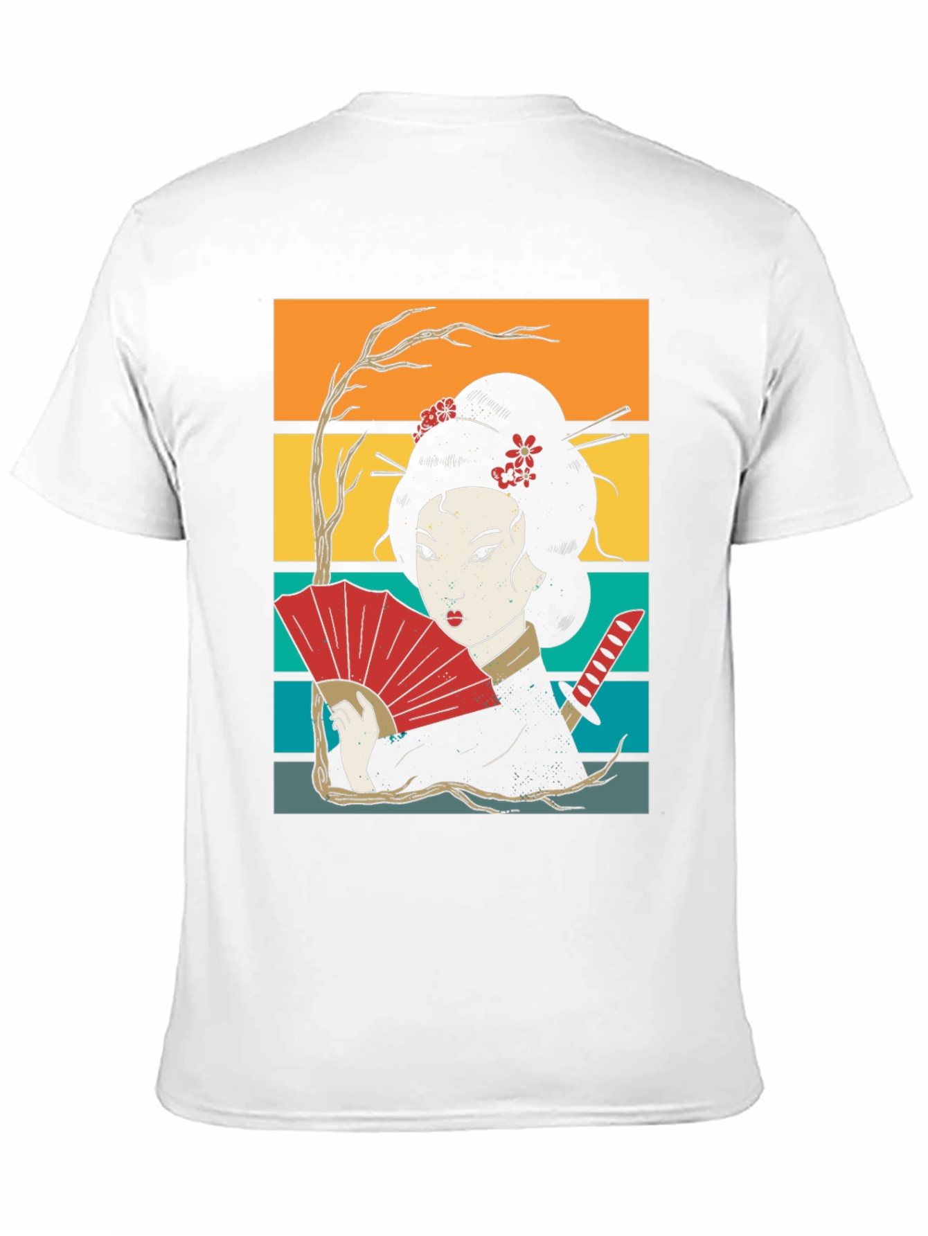 Geisha Art Black Tee - Japanese Retro Style