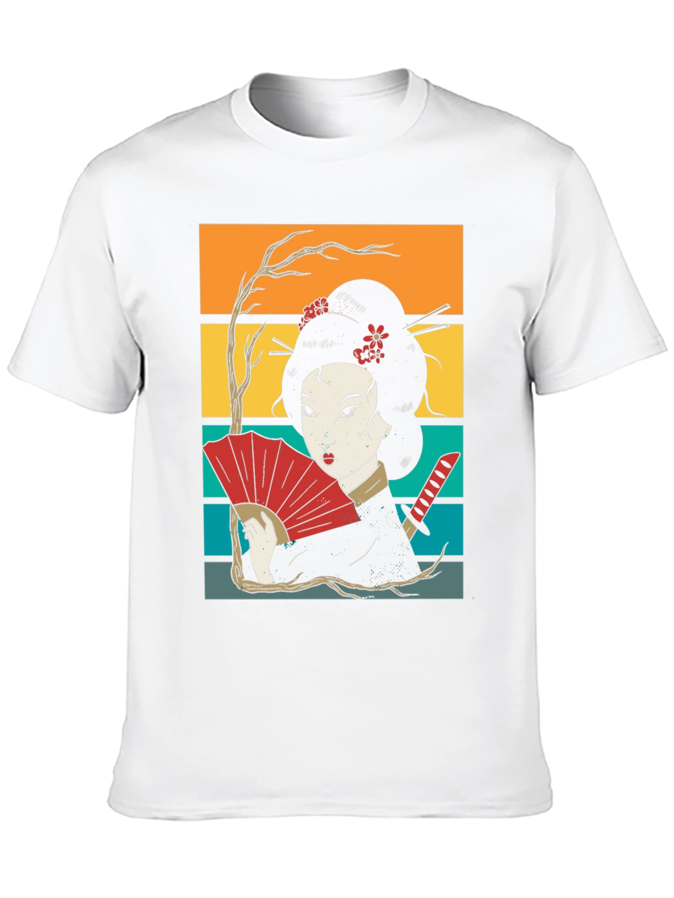 Geisha Art Black Tee - Japanese Retro Style