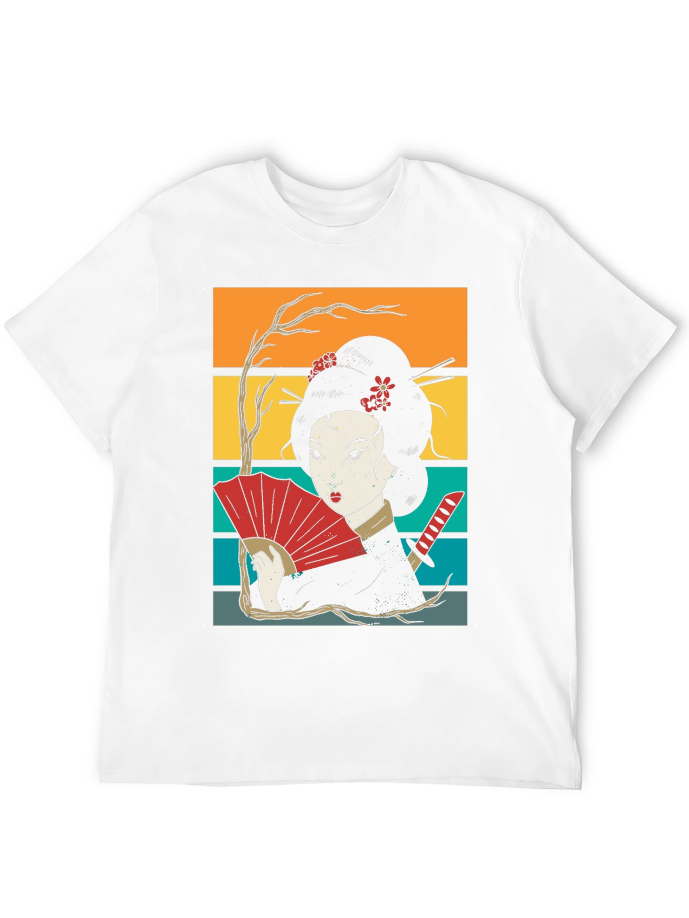 Geisha Art Black Tee - Japanese Retro Style