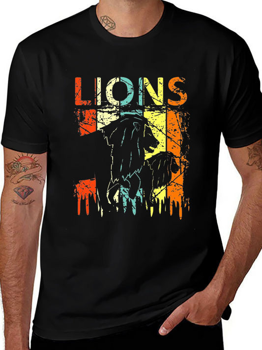 Retro Lions Graphic T-Shirt - Vintage Style