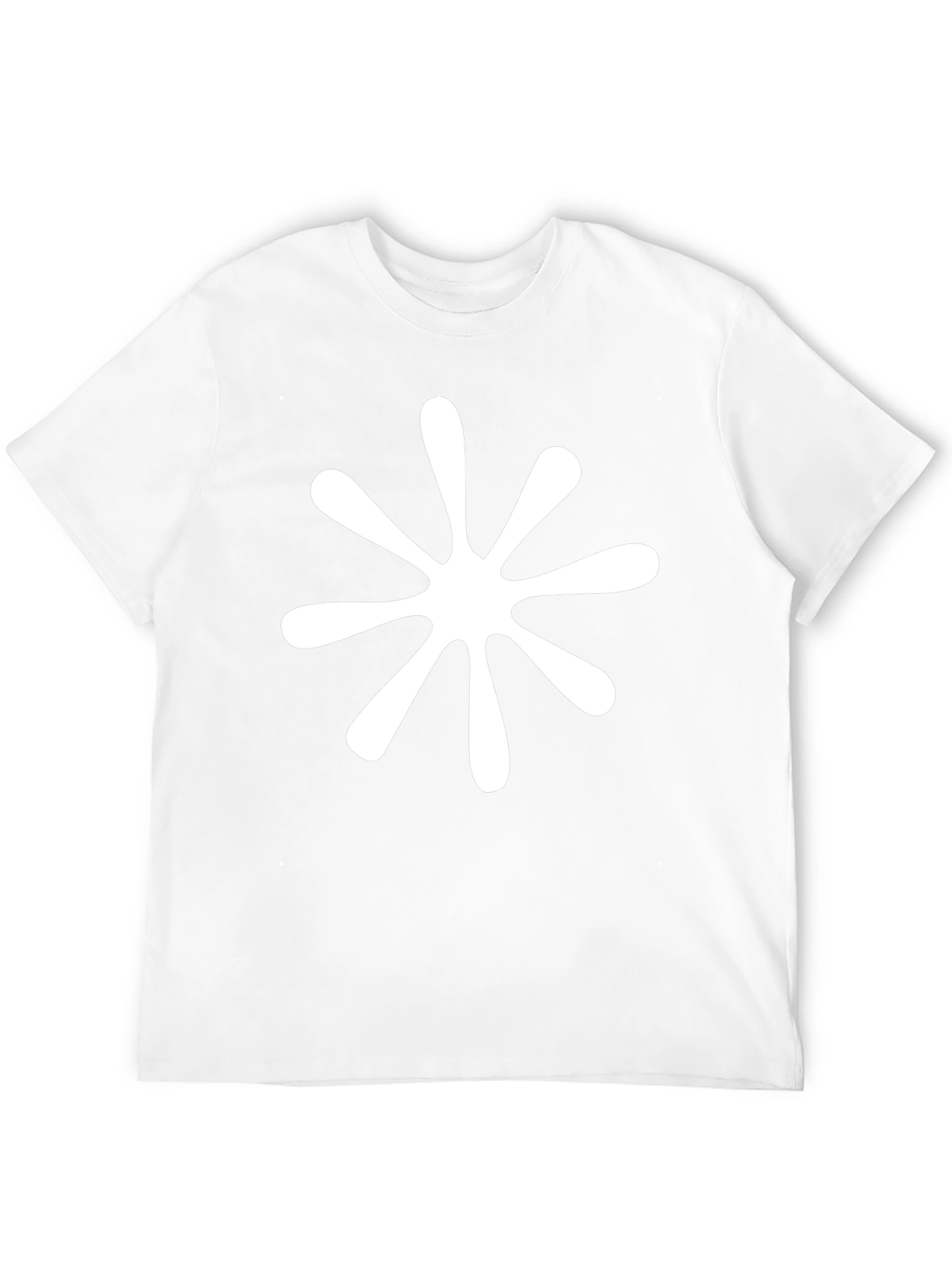 Modern Black T-Shirt with White Flower Burst Design