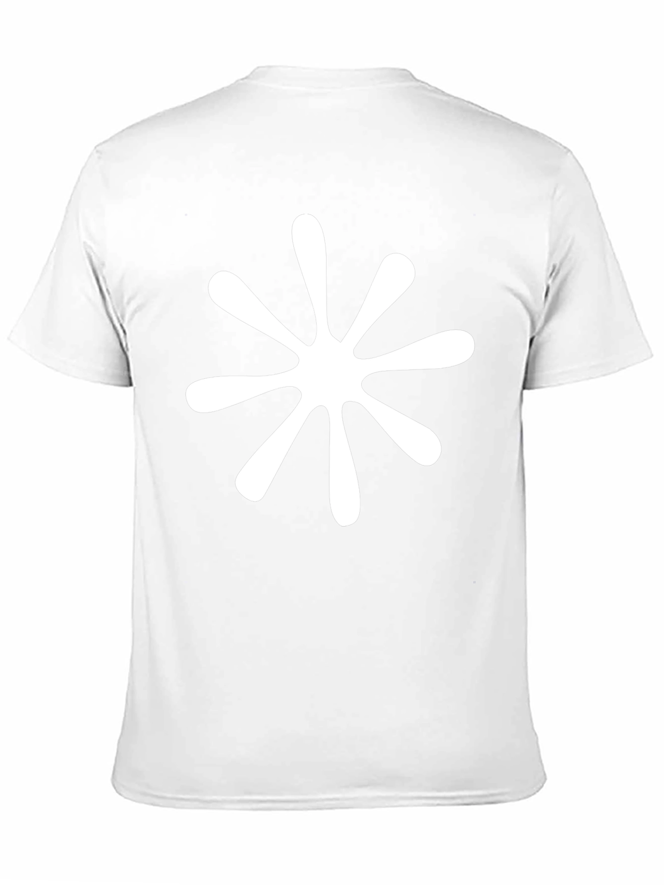 Modern Black T-Shirt with White Flower Burst Design