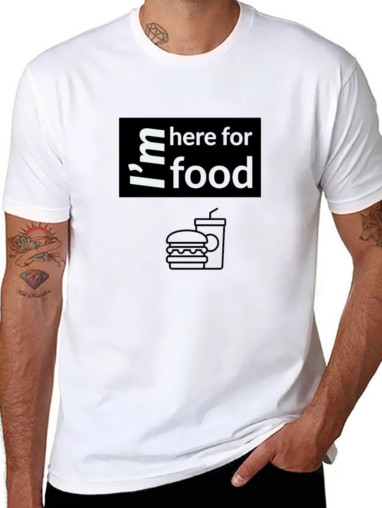Im Here For Food T-Shirt Black Graphic Tee
