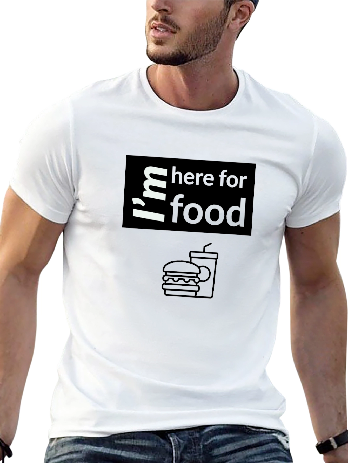 Im Here For Food T-Shirt Black Graphic Tee