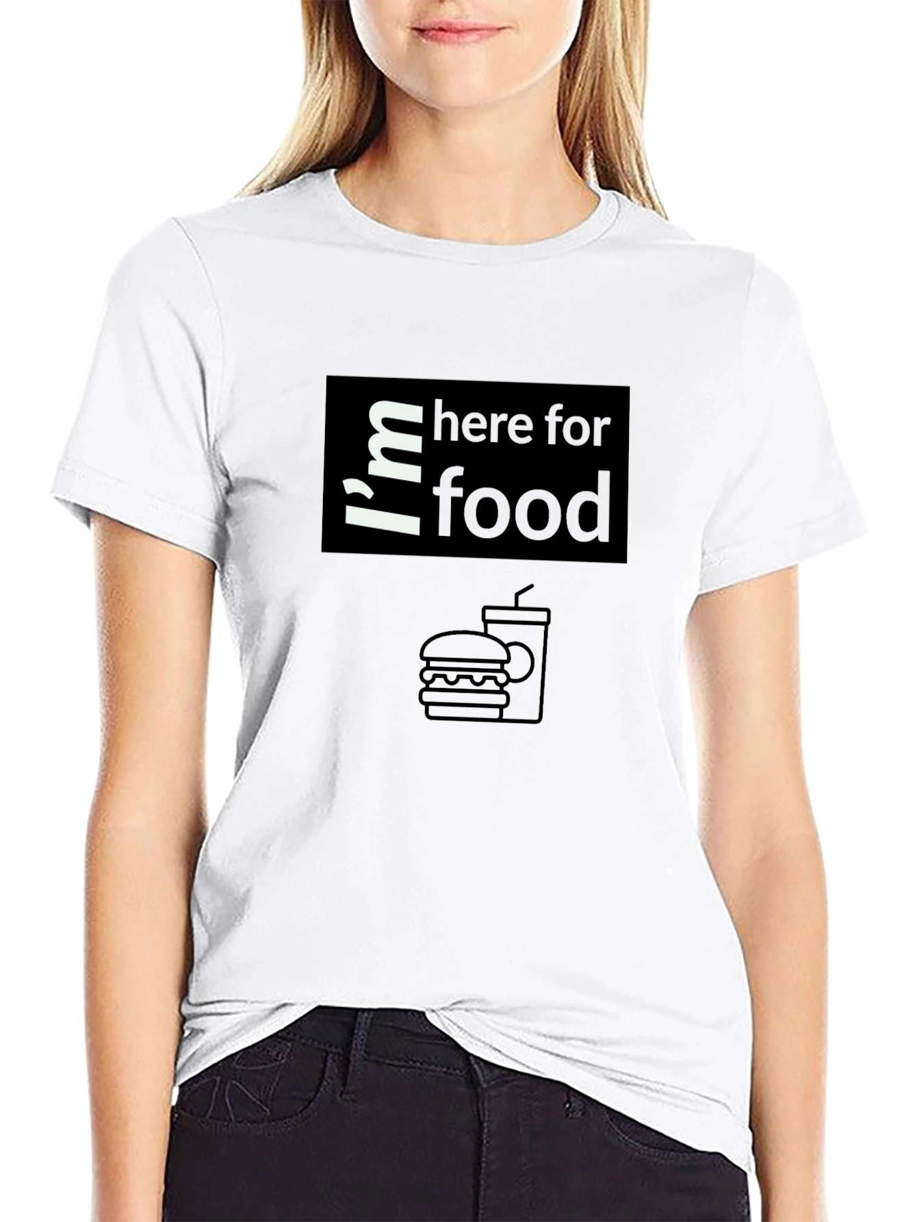Im Here For Food T-Shirt Black Graphic Tee