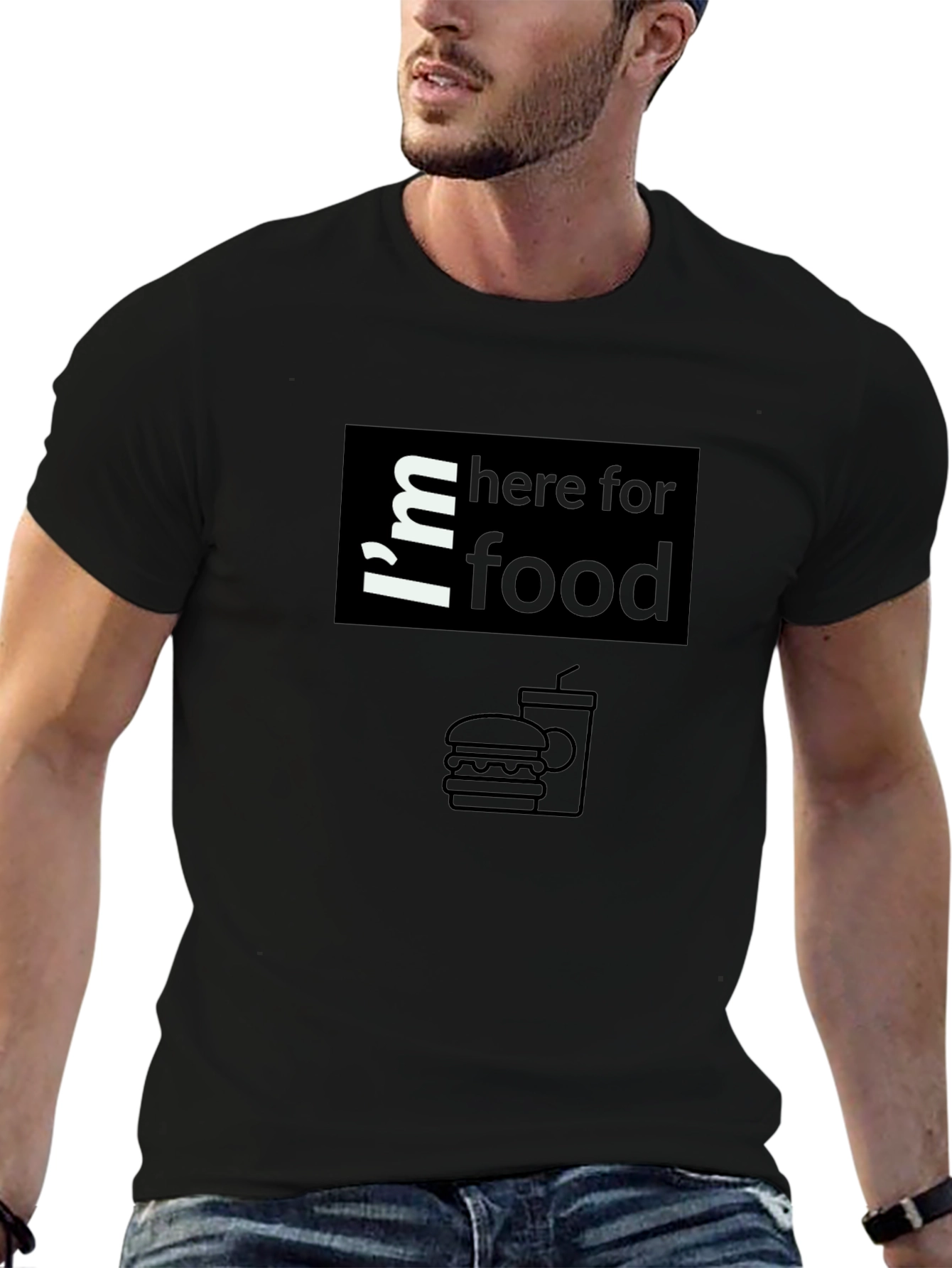 Im Here For Food T-Shirt Black Graphic Tee