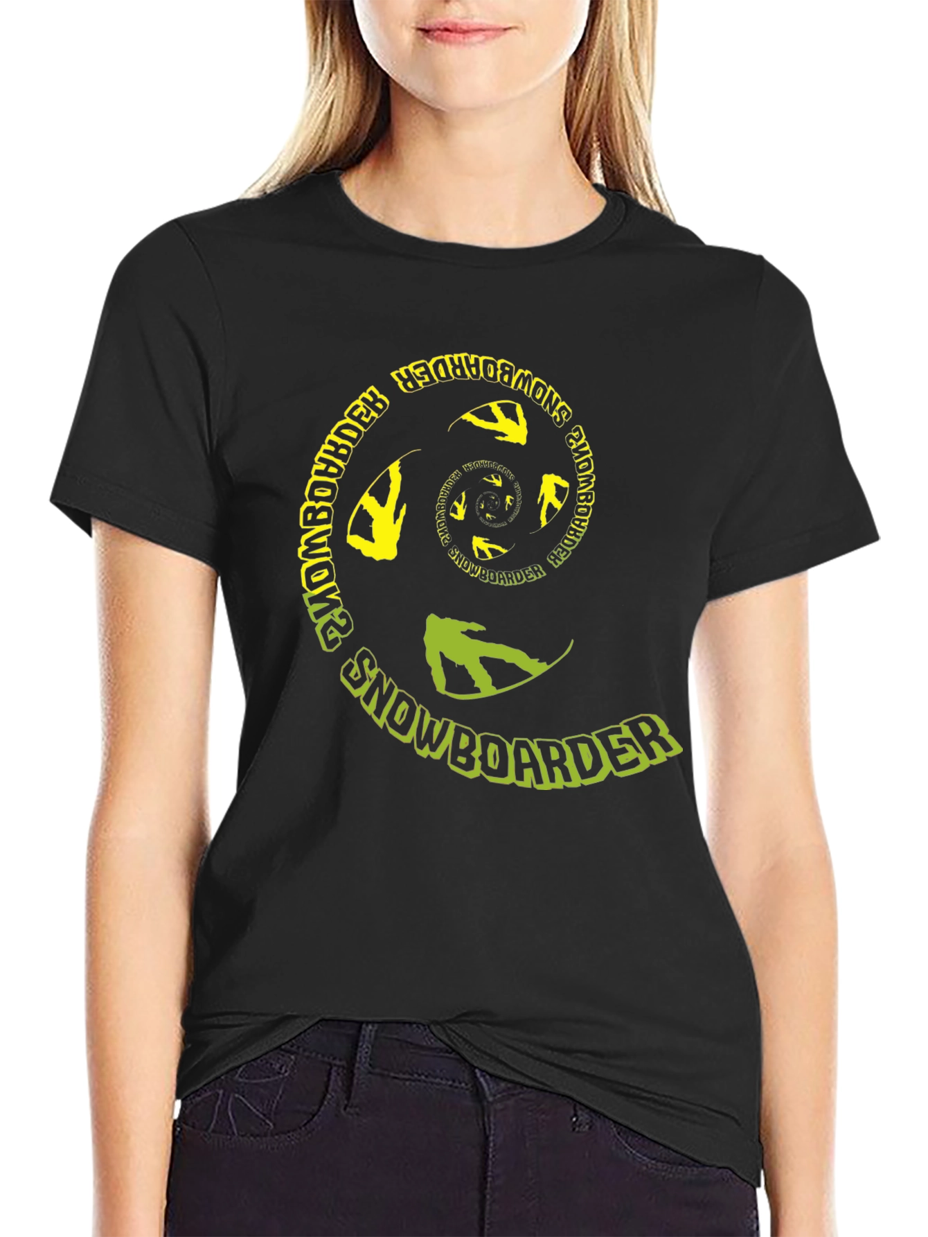 Snowboarder Spiral Graphic Tee - Black