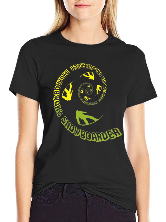 Snowboarder Spiral Graphic Tee - Black