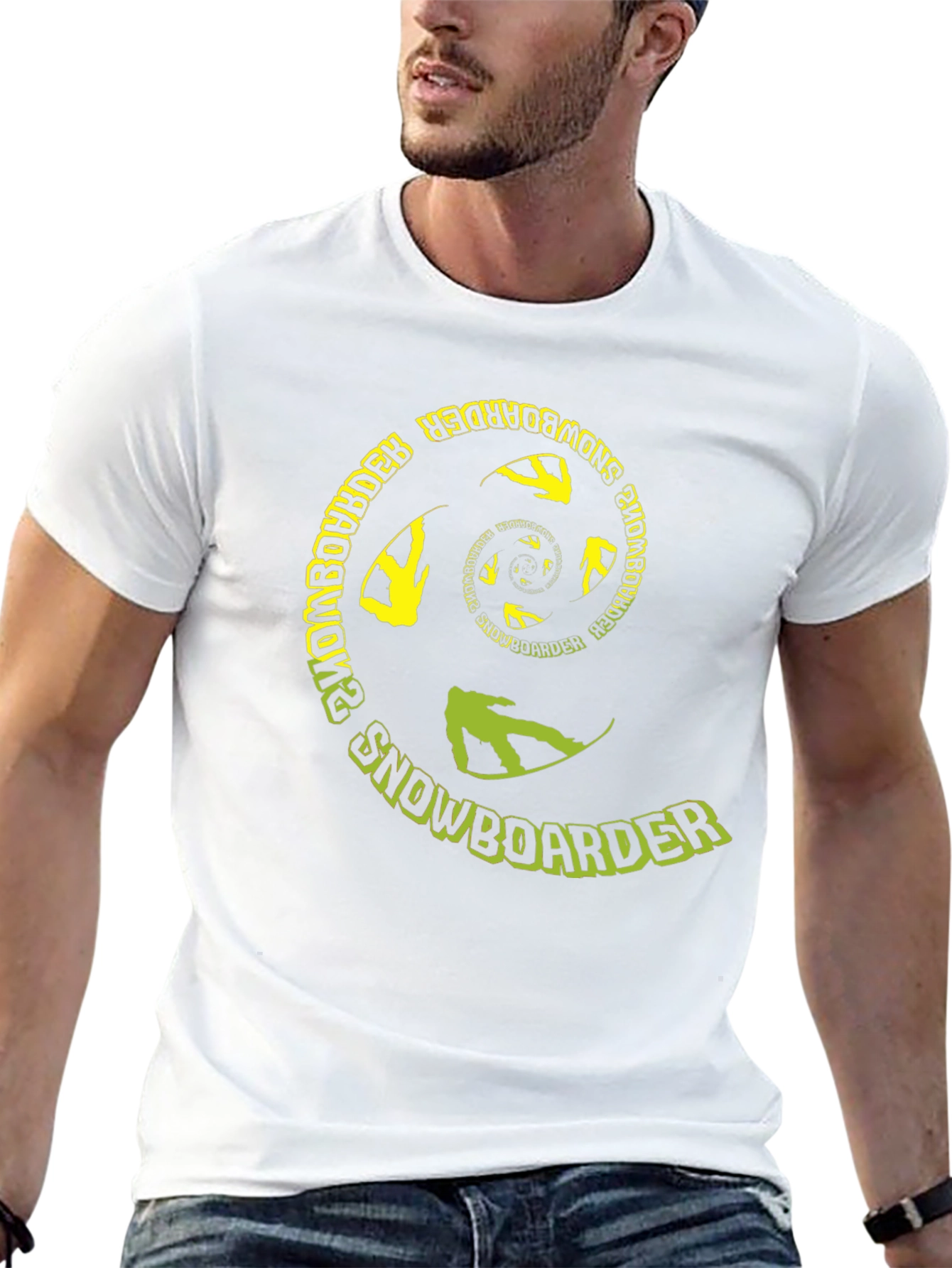 Snowboarder Spiral Graphic Tee - Black