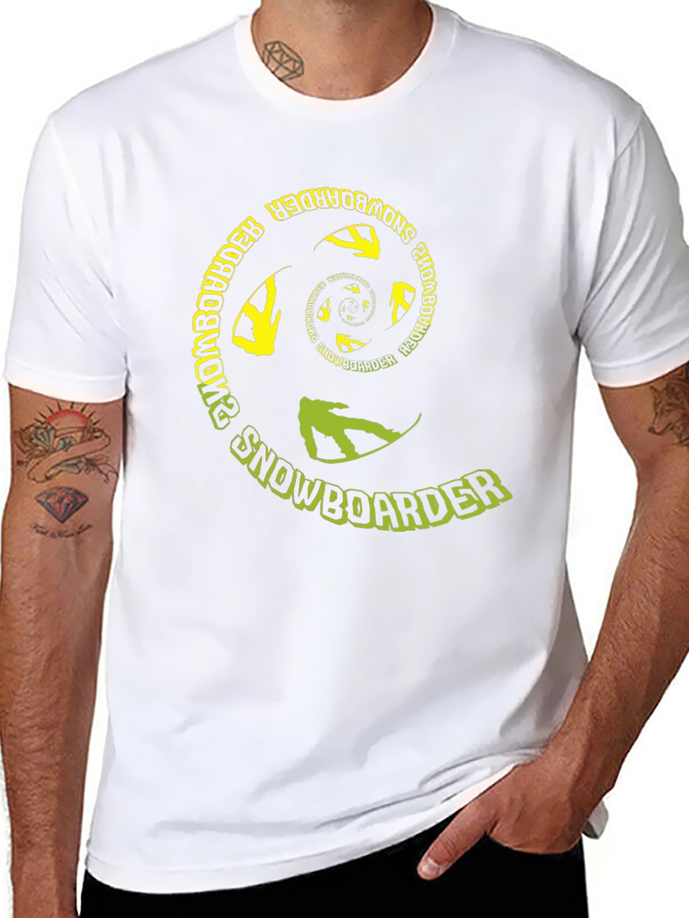 Snowboarder Spiral Graphic Tee - Black