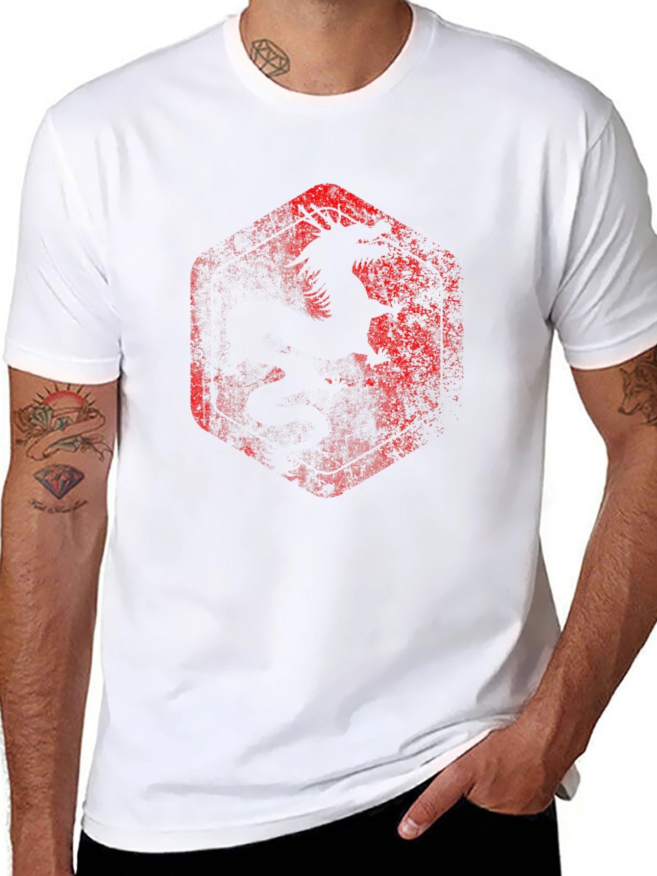 Grungy Dragon Graphic Tee - Black