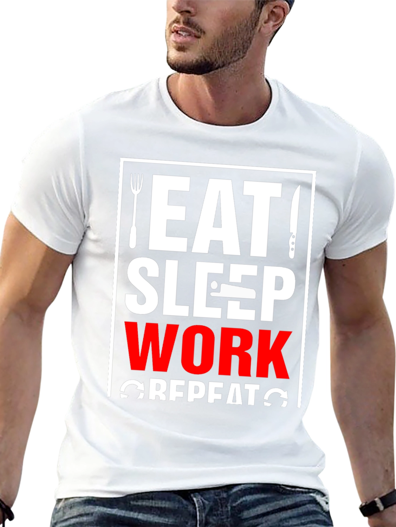 Eat Sleep Work Repeat Black T-Shirt