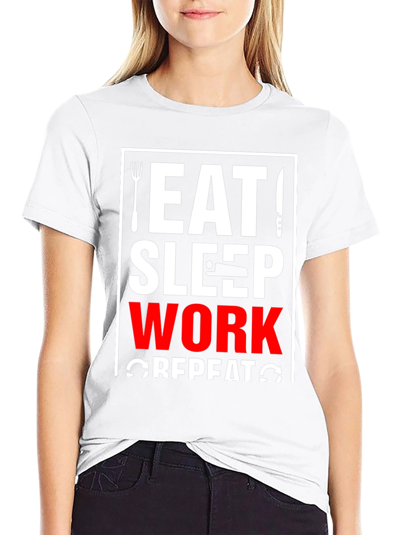 Eat Sleep Work Repeat Black T-Shirt