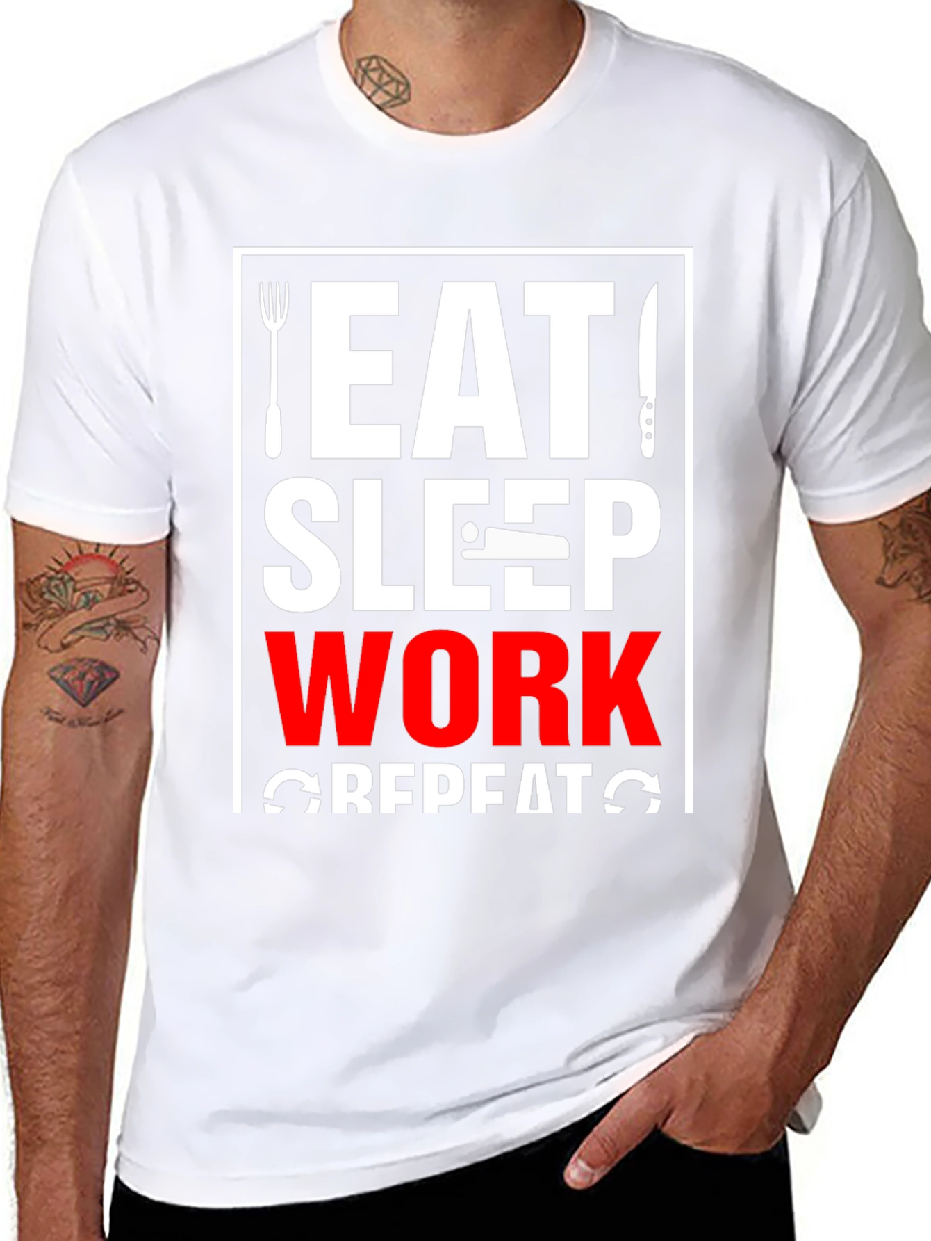 Eat Sleep Work Repeat Black T-Shirt