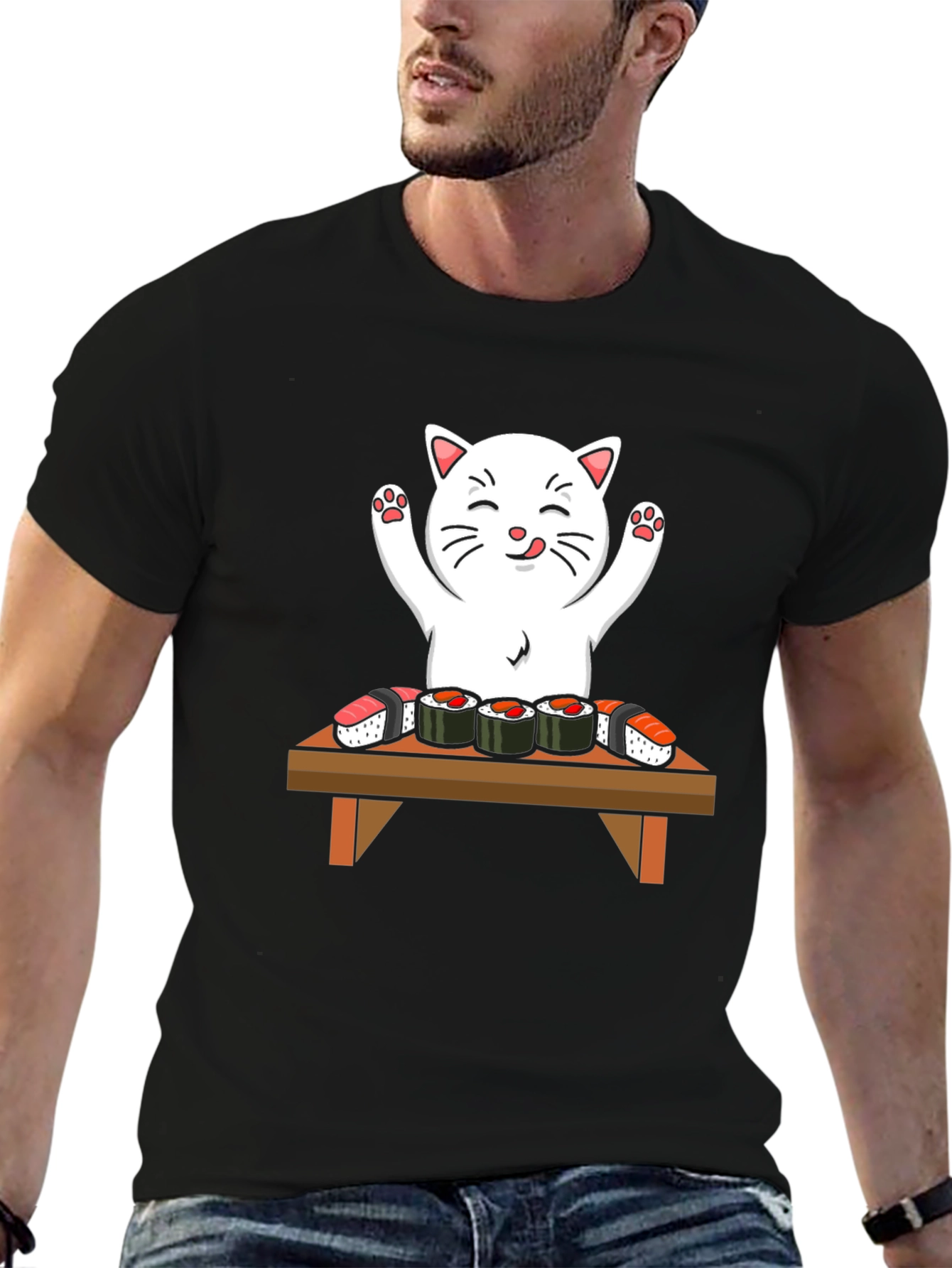 Cat Sushi T-Shirt - Cute Kawaii Design