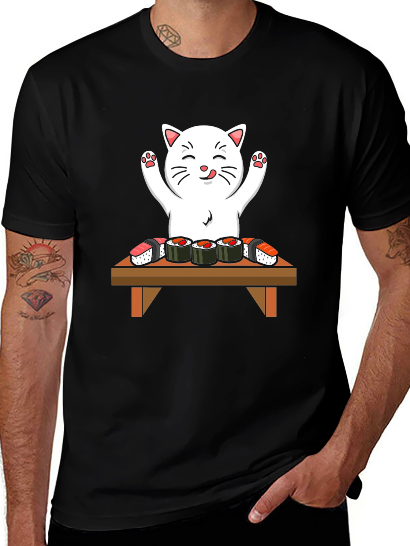 Cat Sushi T-Shirt - Cute Kawaii Design