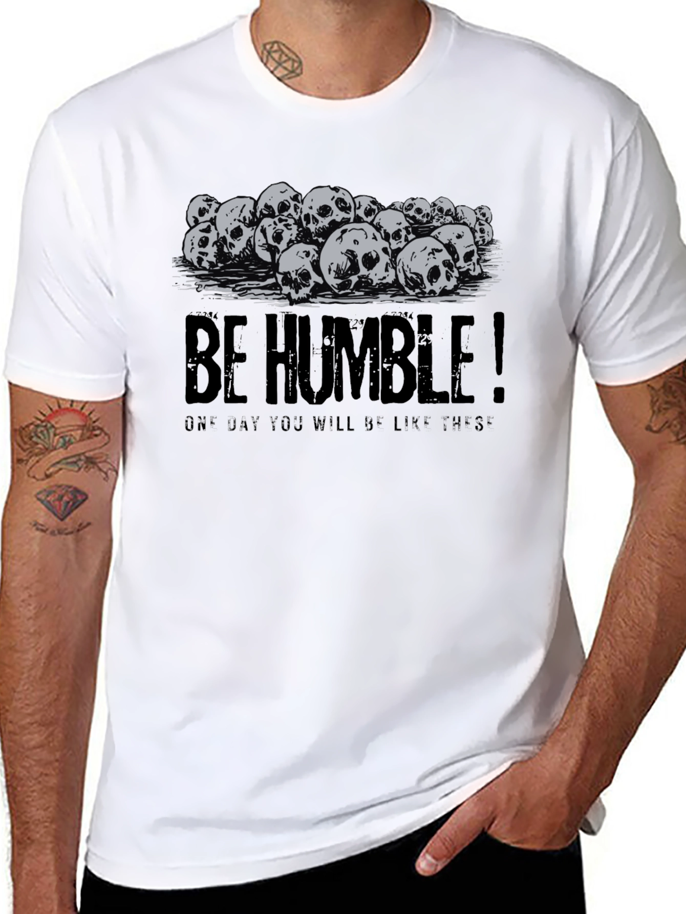 Be Humble Skull Pile Graphic Tee - Black