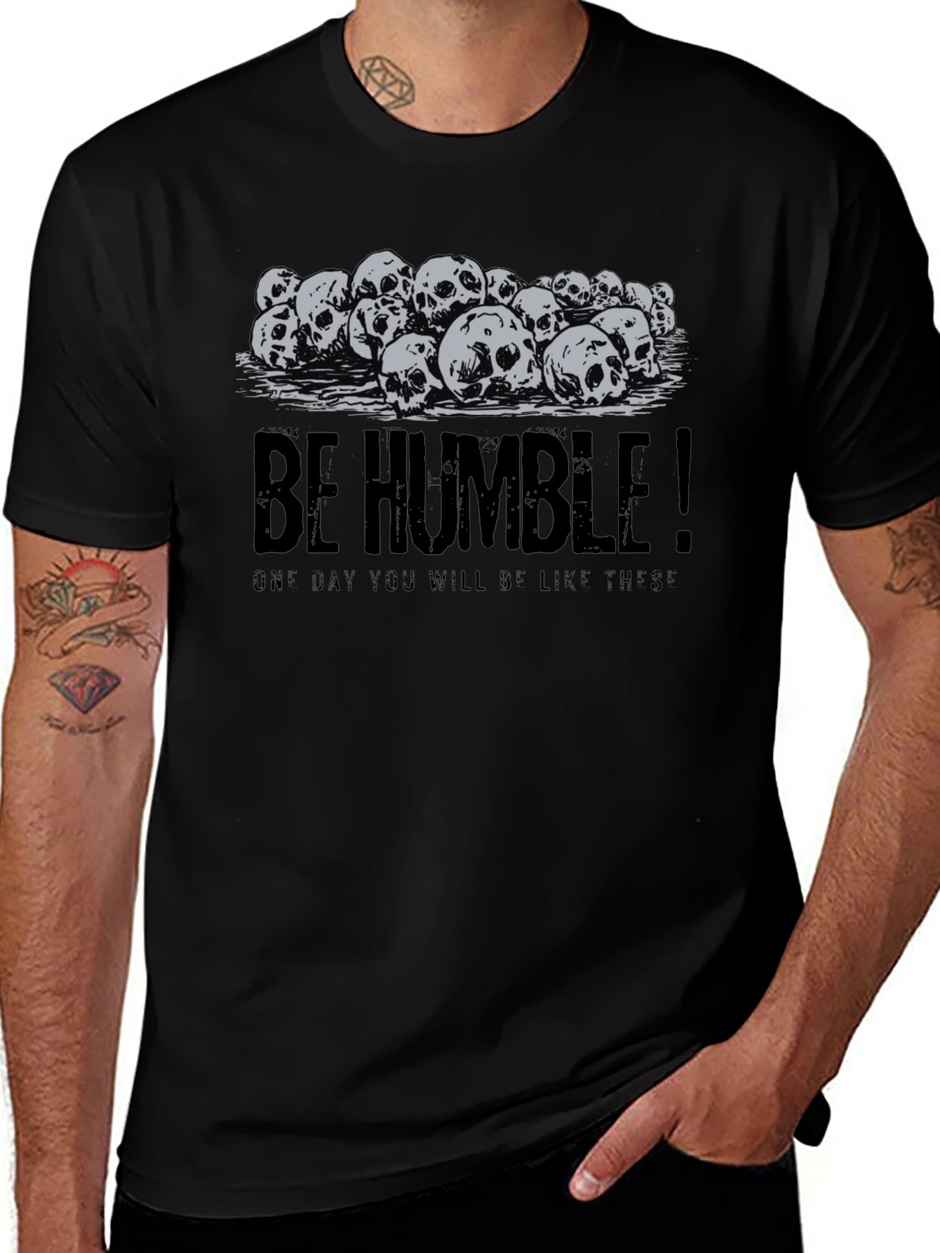 Be Humble Skull Pile Graphic Tee - Black