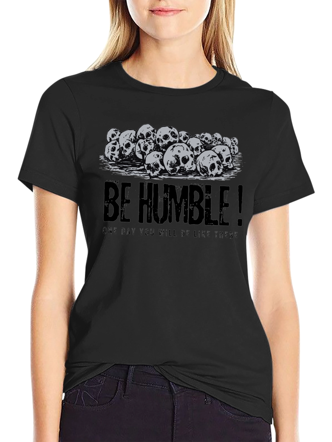 Be Humble Skull Pile Graphic Tee - Black