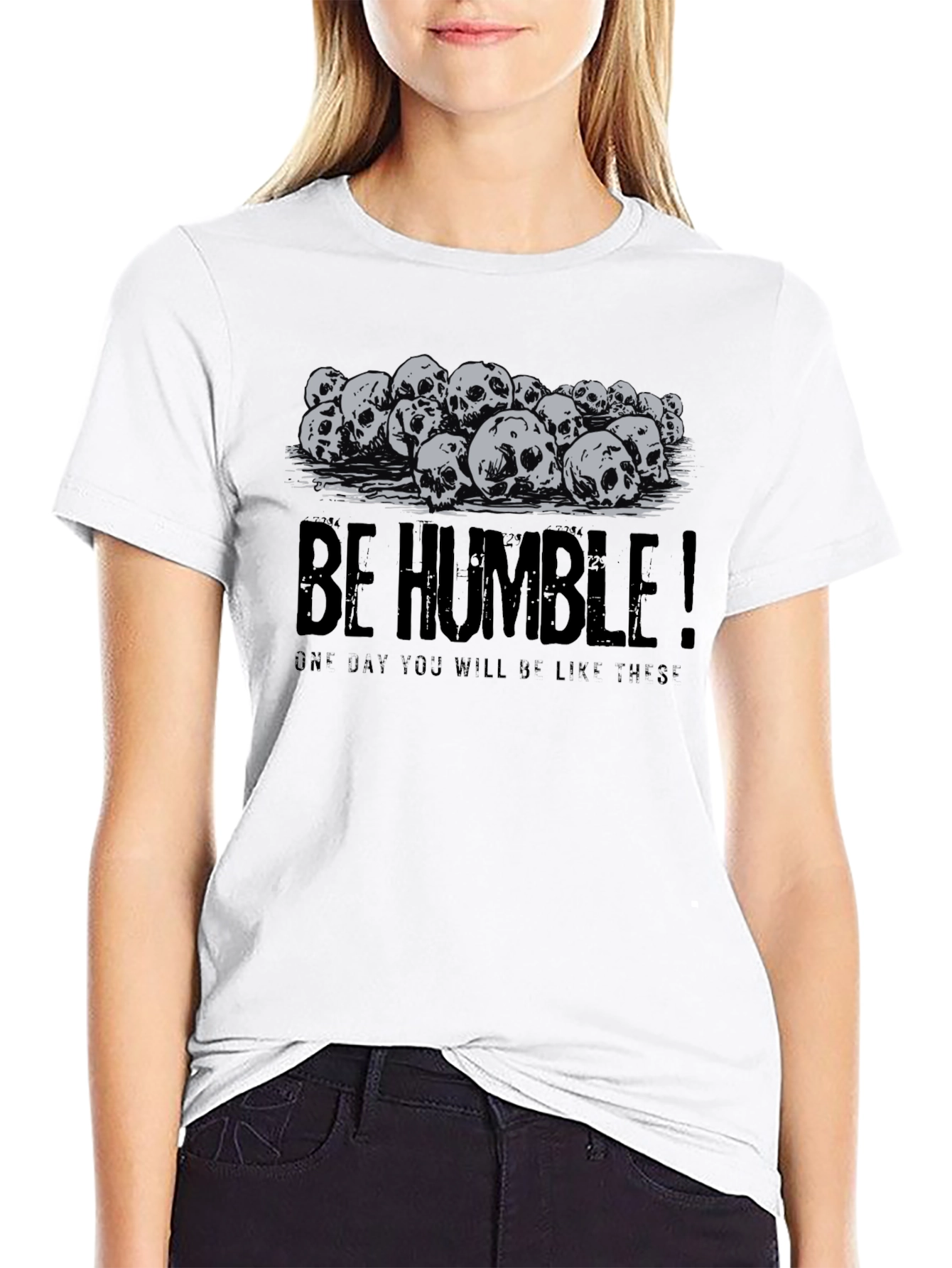 Be Humble Skull Pile Graphic Tee - Black