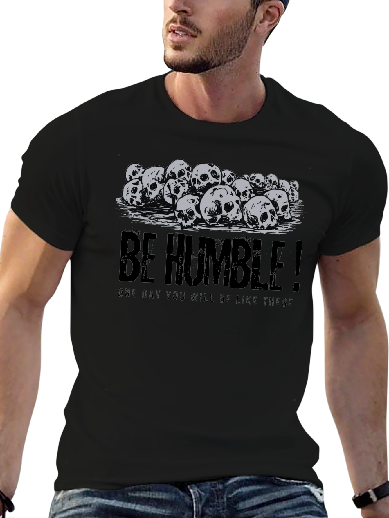 Be Humble Skull Pile Graphic Tee - Black