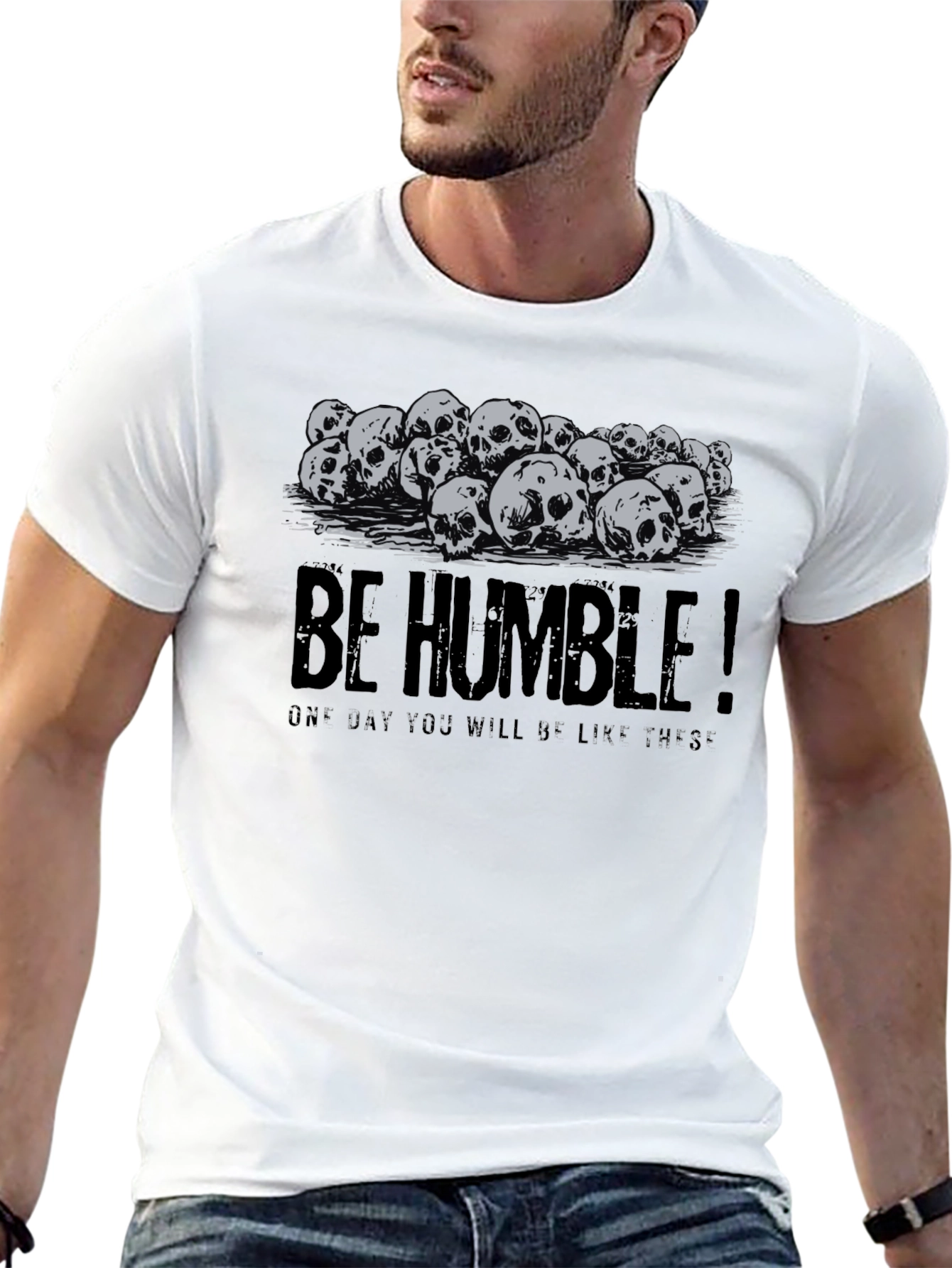 Be Humble Skull Pile Graphic Tee - Black